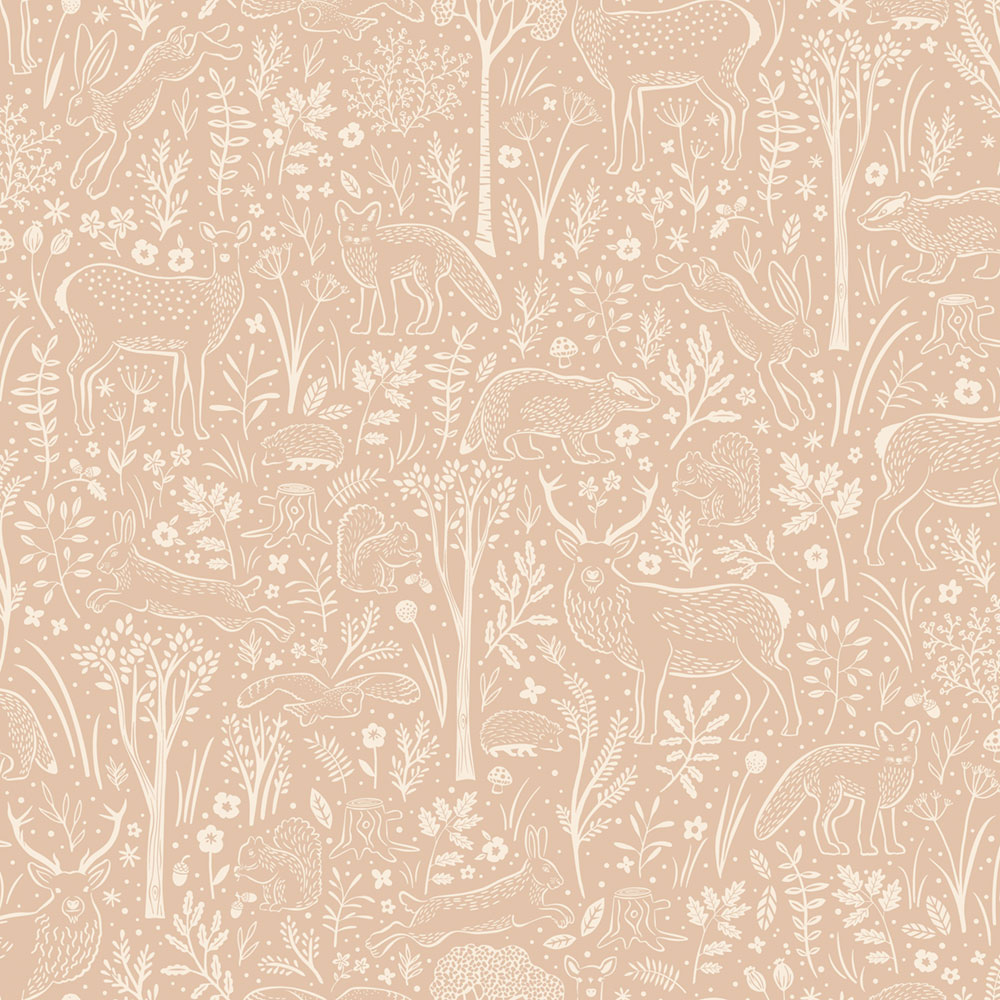 Wallpaper, pink, forest animals, LD3418, Little Dreamers, Grandeco