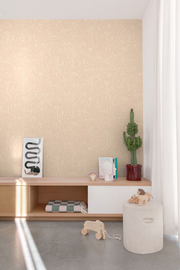 Wallpaper, pink, forest animals, LD3418, Little Dreamers, Grandeco