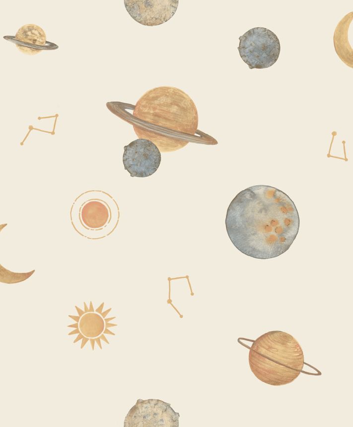 Kids wallpaper, cream, space, LD3519, Little Dreamers, Grandeco