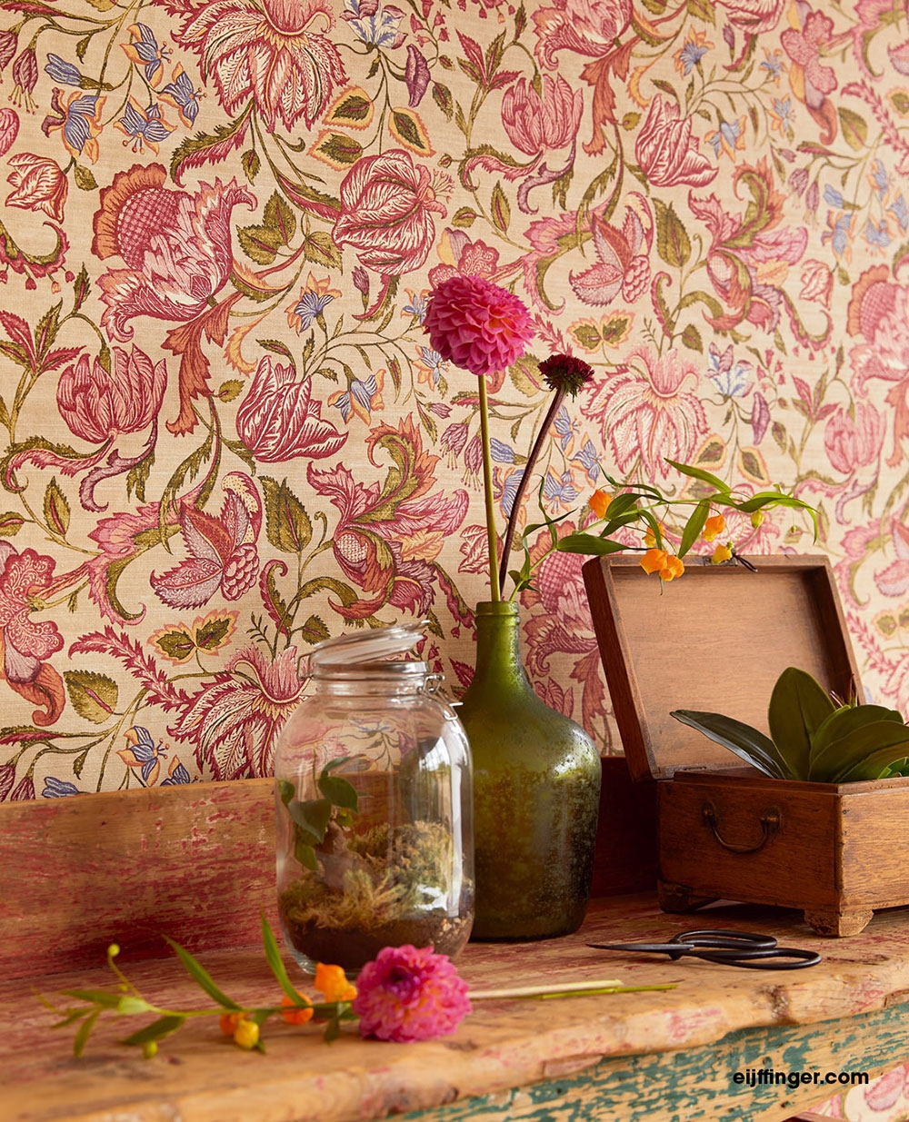 Wallpaper, beige, flowers, 350640, Amber, Eijffinger