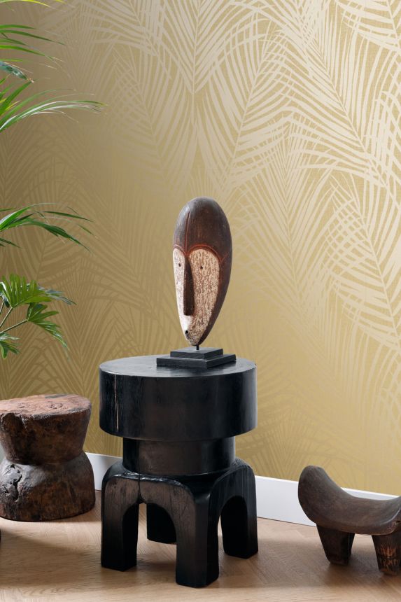 Wallpaper, ochre, palm leaves, 347807, 3D Reflections, Origin