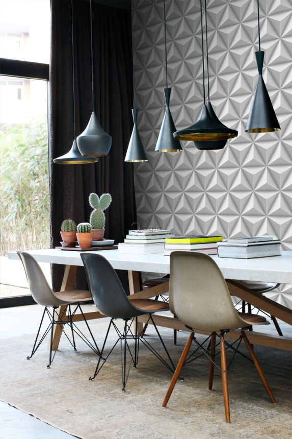 Wallpaper, grey, 3D geometric pattern, 347815, 3D Reflections, Origin