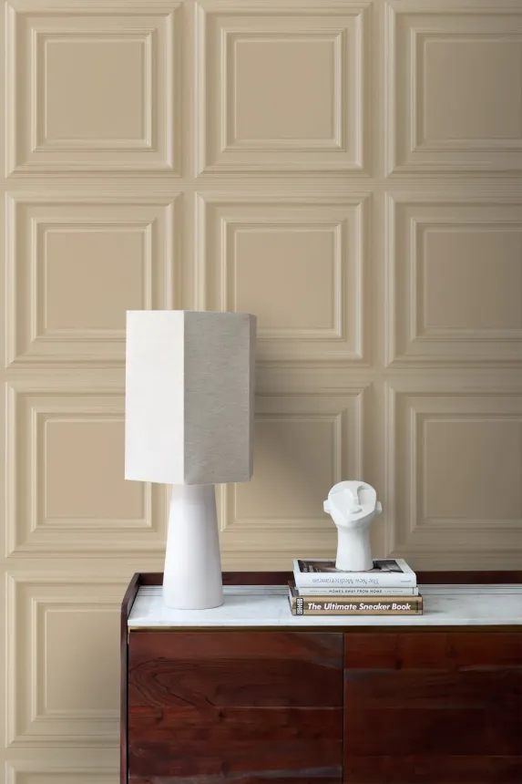 Wallpaper, beige, 3D panel effect, 347828, 3D Reflections, Origin