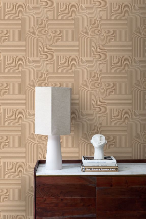 Wallpaper, brown, 3D geometric pattern, 348016, 3D Reflections, Origin
