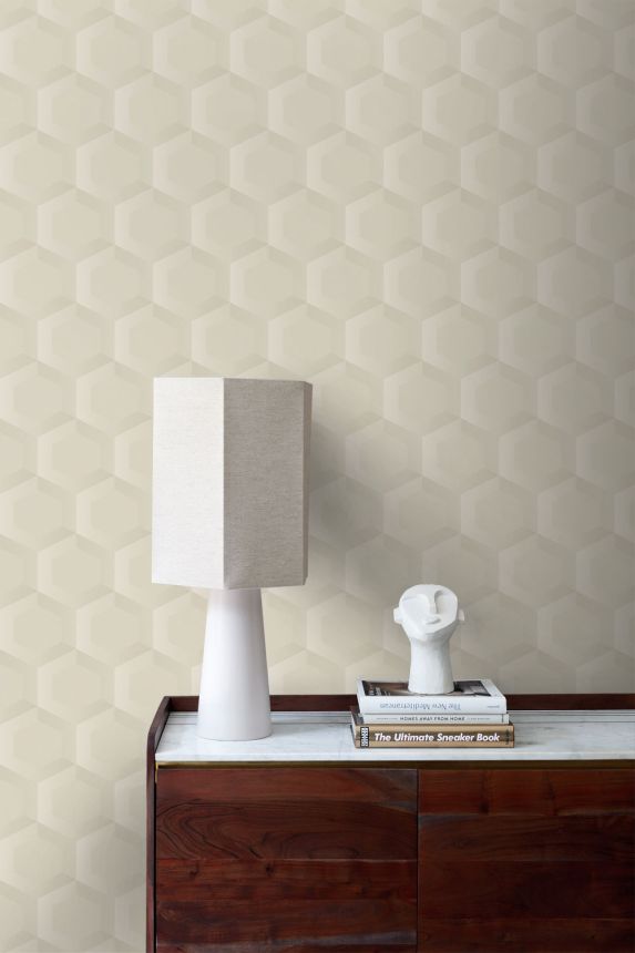 Wallpaper, beige, hexagons, 348018, 3D Reflections, Origin