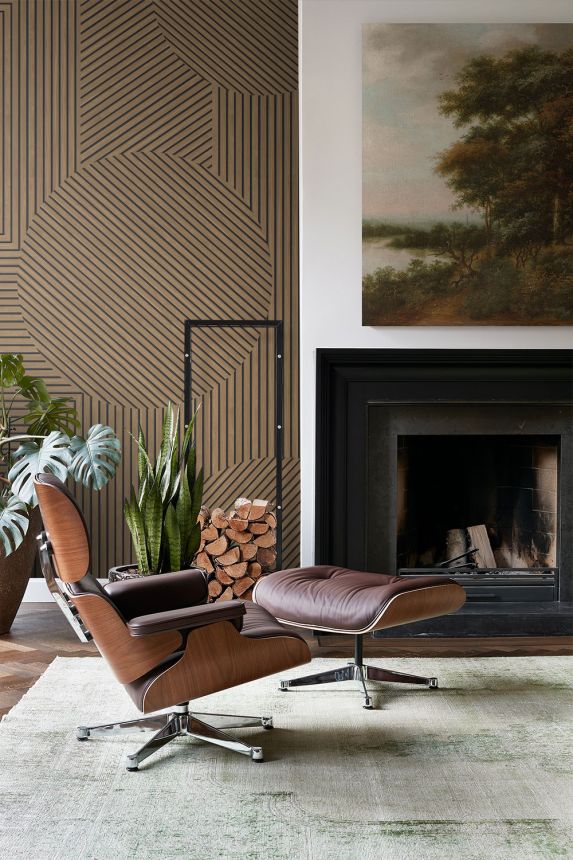 Mural wallpaper, brown, geometric pattern, 357314, 3D Reflections, Origin