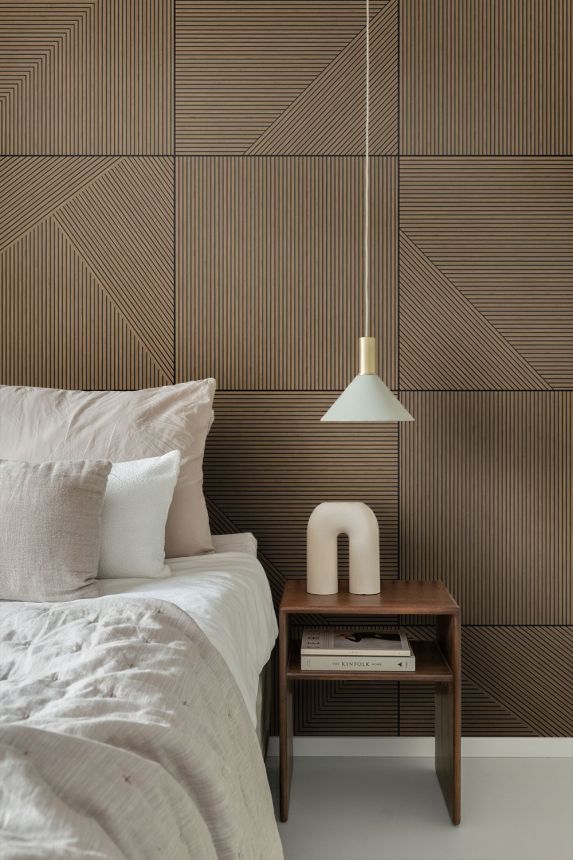 Mural wallpaper, brown, geometric pattern, 357315, 3D Reflections, Origin