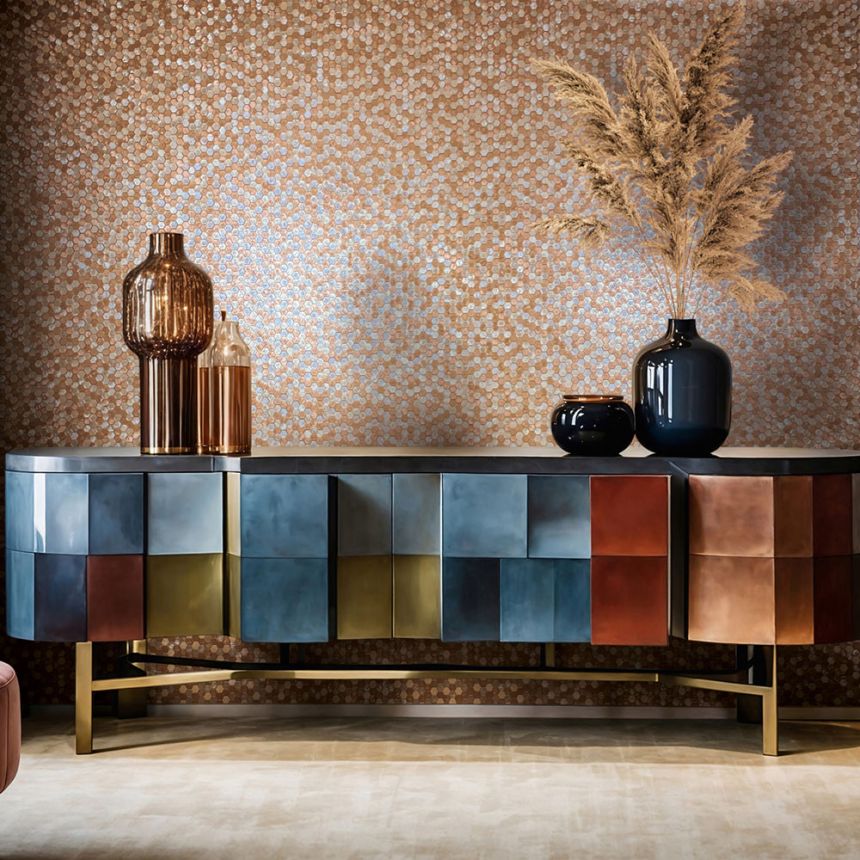 Wallpaper, Gold-Copper, Hexagons, 35818, Papis Loveday Fashion Icon, Marburg