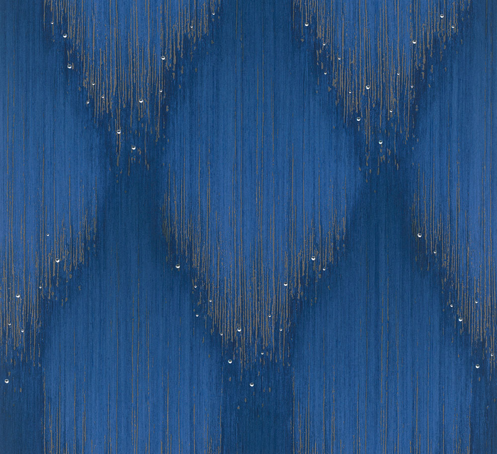 Wallpaper, Blue-Gold, Graphic Pattern with Crystals, 35886, Papis Loveday Fashion Icon, Marburg