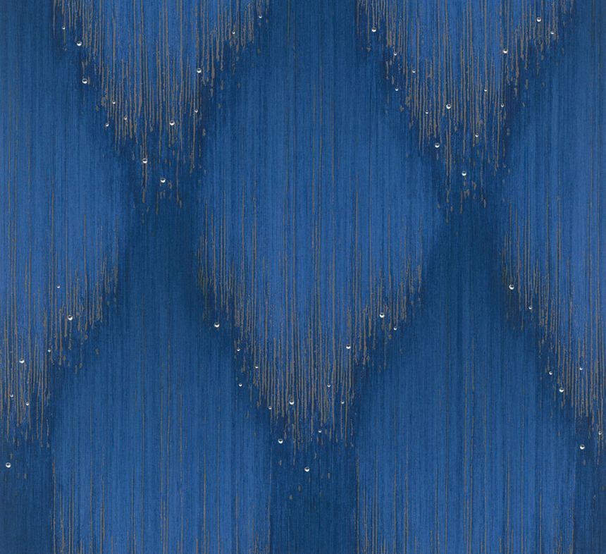 Wallpaper, Blue-Gold, Graphic Pattern with Crystals, 35886, Papis Loveday Fashion Icon, Marburg