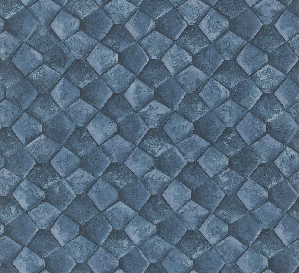 Geometric Wallpaper, Blue, 34910, Eclectic, Marburg