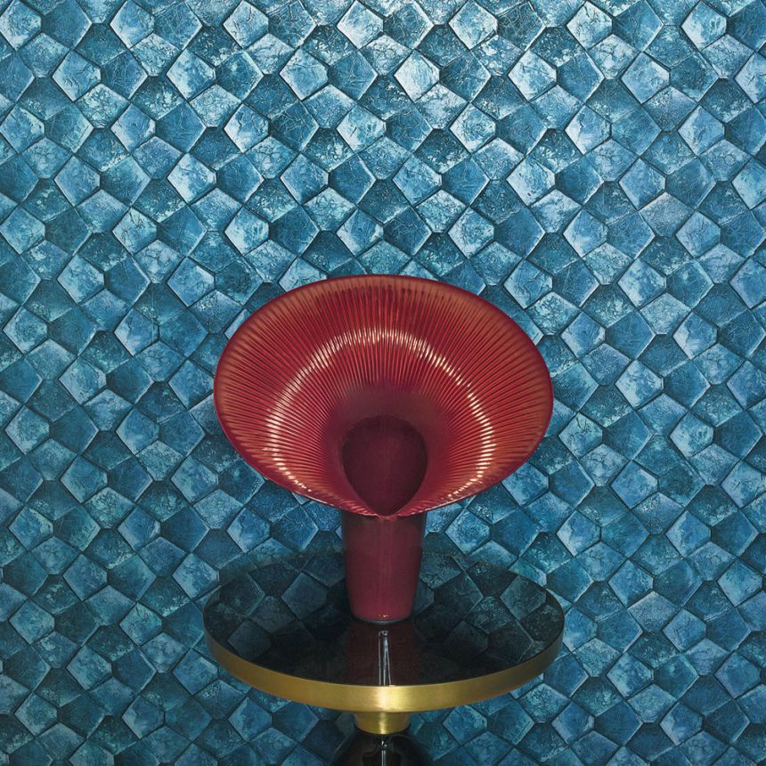 Geometric Wallpaper, Blue, 34910, Eclectic, Marburg