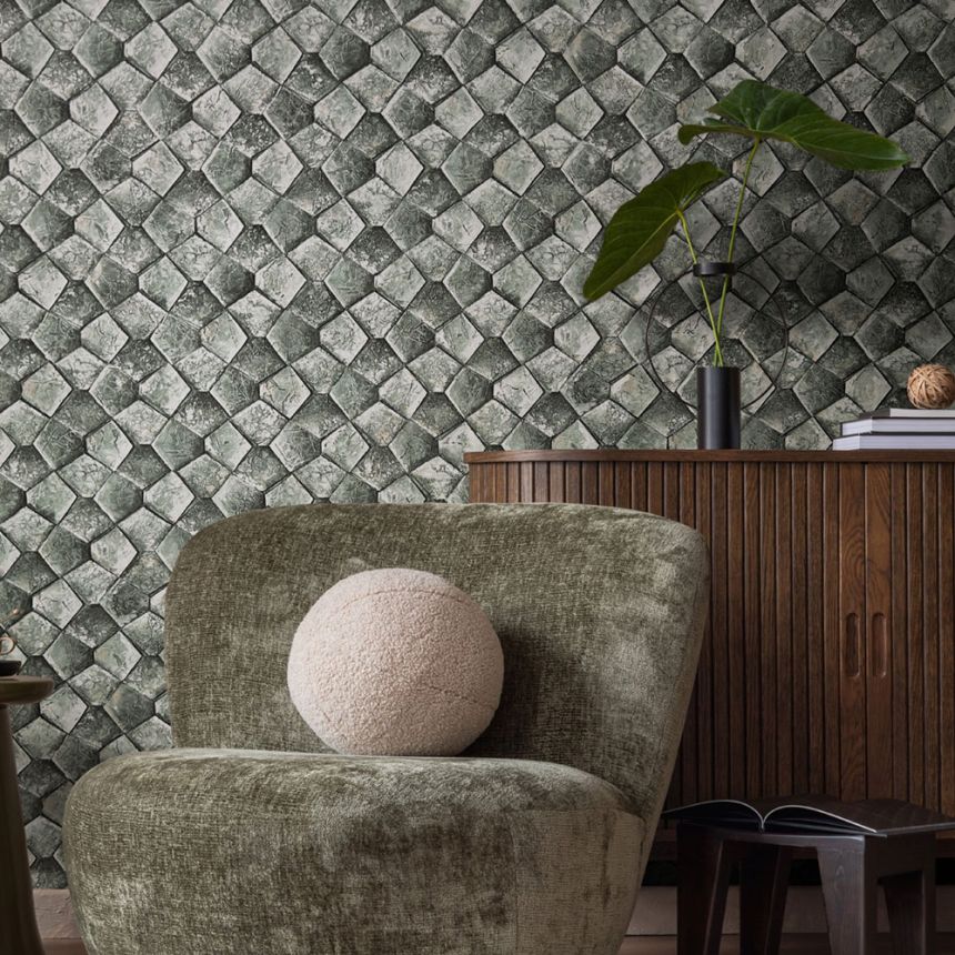 Geometric Wallpaper, Green, 34933, Eclectic, Marburg