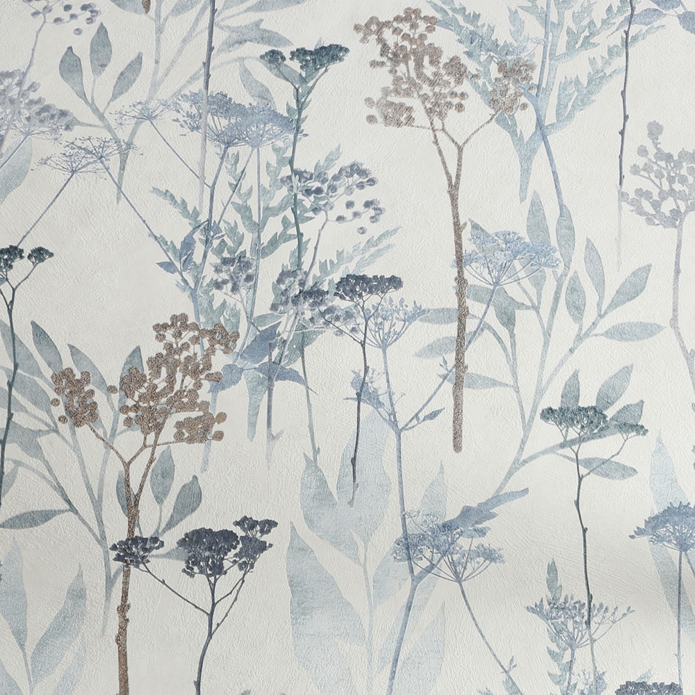 Wallpaper, white-blue, grasses, leaves, 125060, Vavex 2027