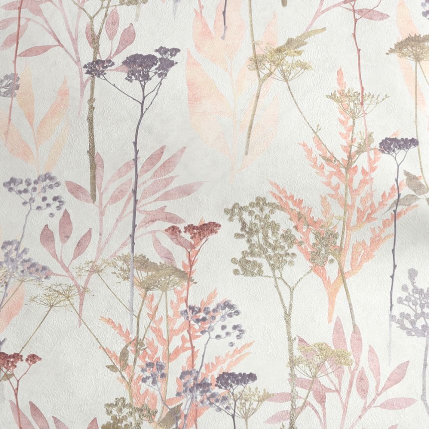 Wallpaper, white-pink, grasses, leaves, 125061, Vavex 2027