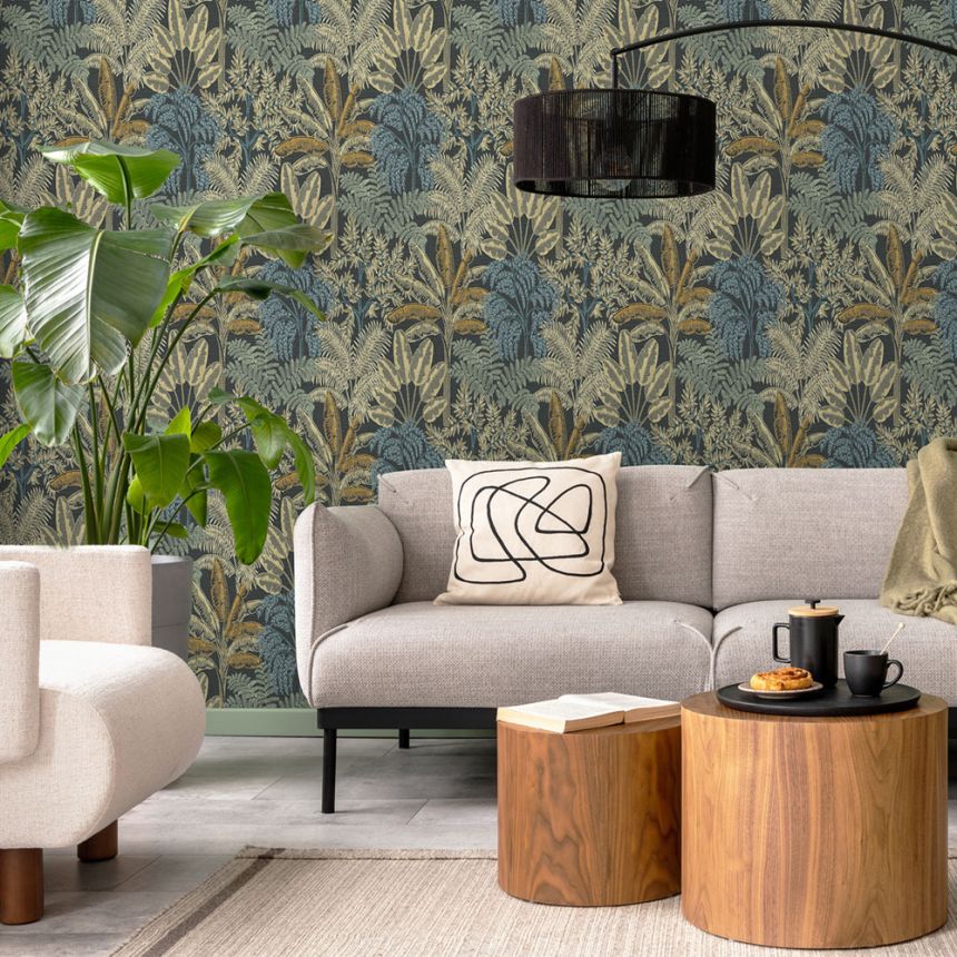 Wallpaper, black, leaves, 127622, Vavex 2027