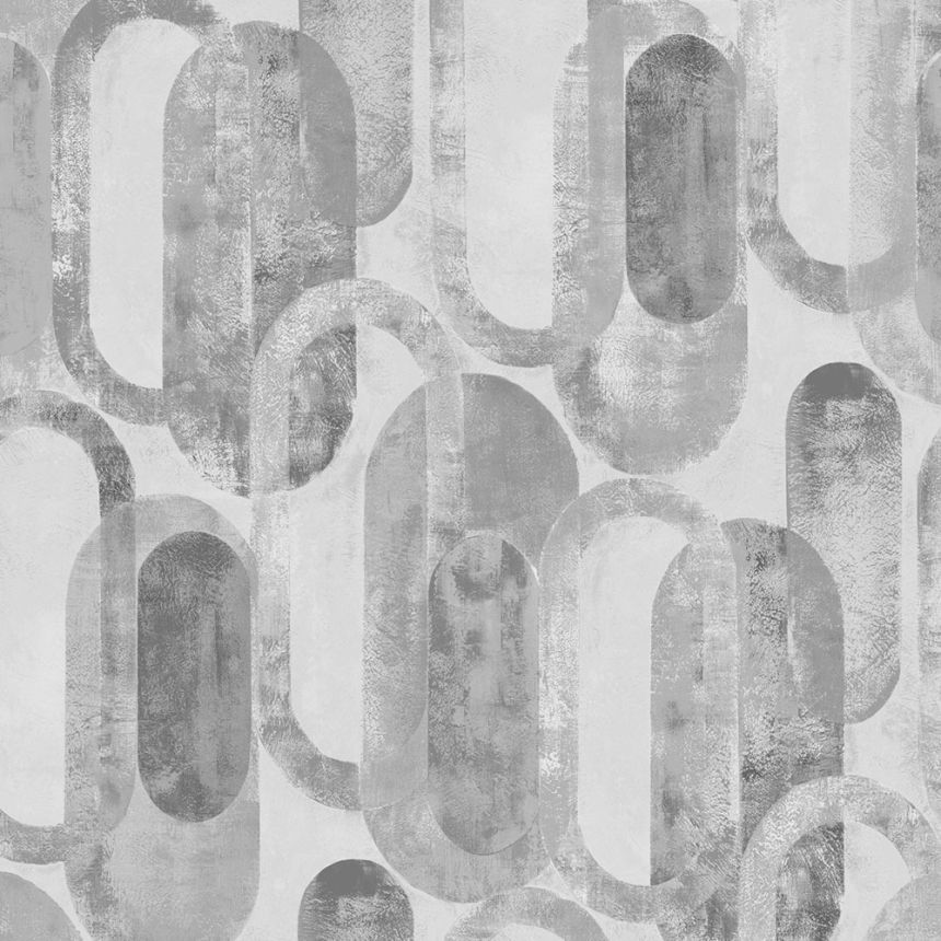 Graphic wallpaper, ovals, grey-silver, 121803, Vavex 2027