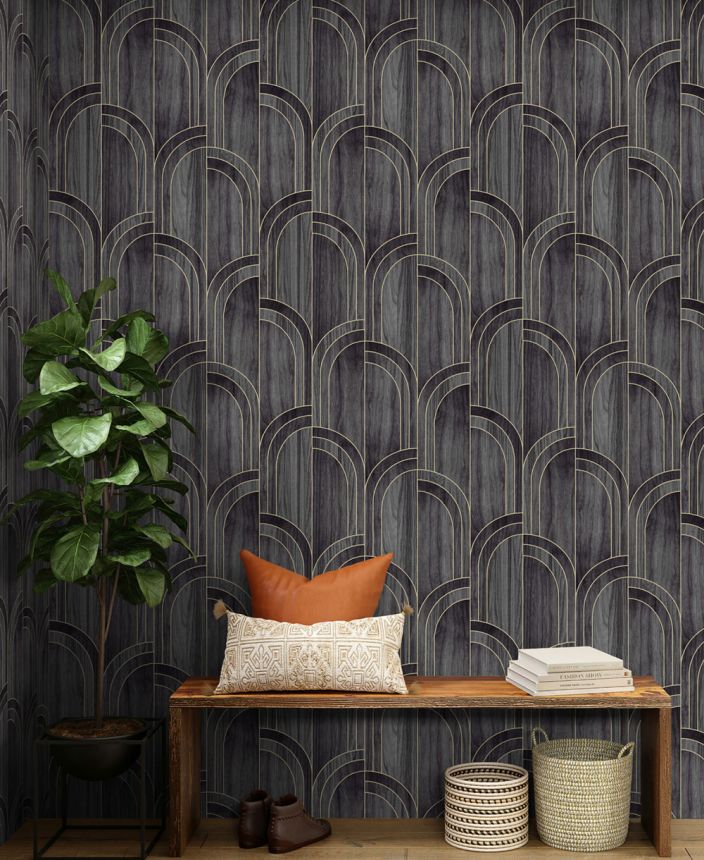 Wallpaper, grey-black, wood, 121153, Vavex 2027