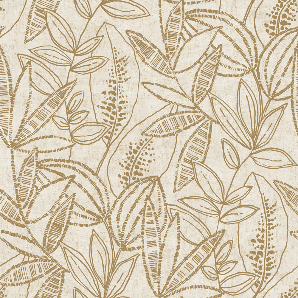 Wallpaper, beige-gold, leaves, A71801, Vavex 2027