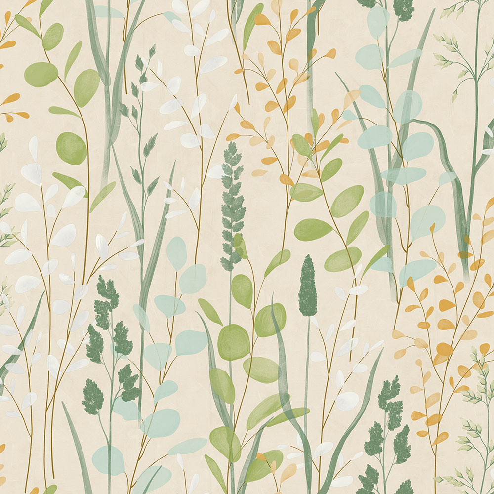 Wallpaper, beige-green, leaves, grasses, A76202, Vavex 2027