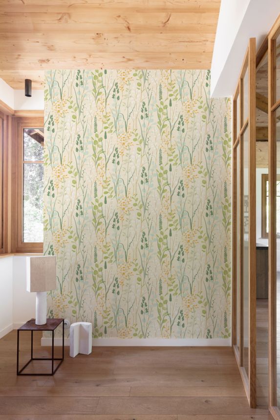 Wallpaper, beige-green, leaves, grasses, A76202, Vavex 2027