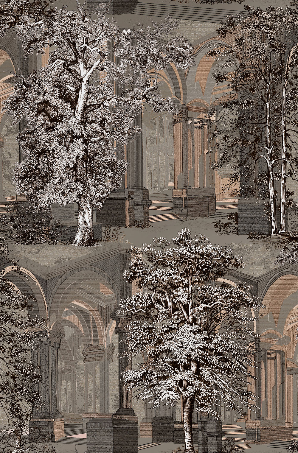 Wallpaper, brown-grey, trees, colonnade, 129090, Arboretum, Graham Brown Premium