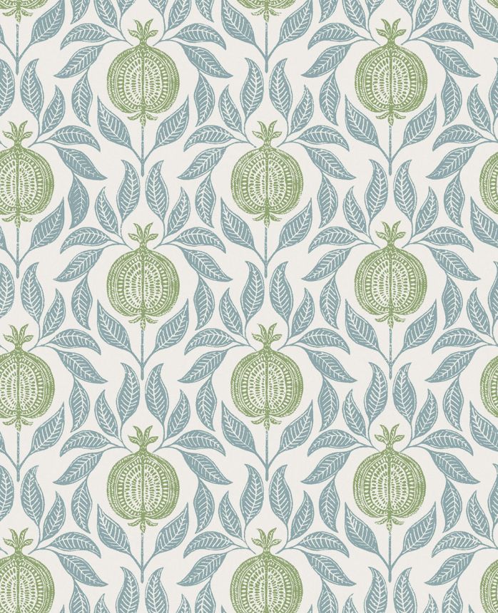 Wallpaper, blue-green, leaves, pomegranates, 130285, Concerto, Graham Brown Premium
