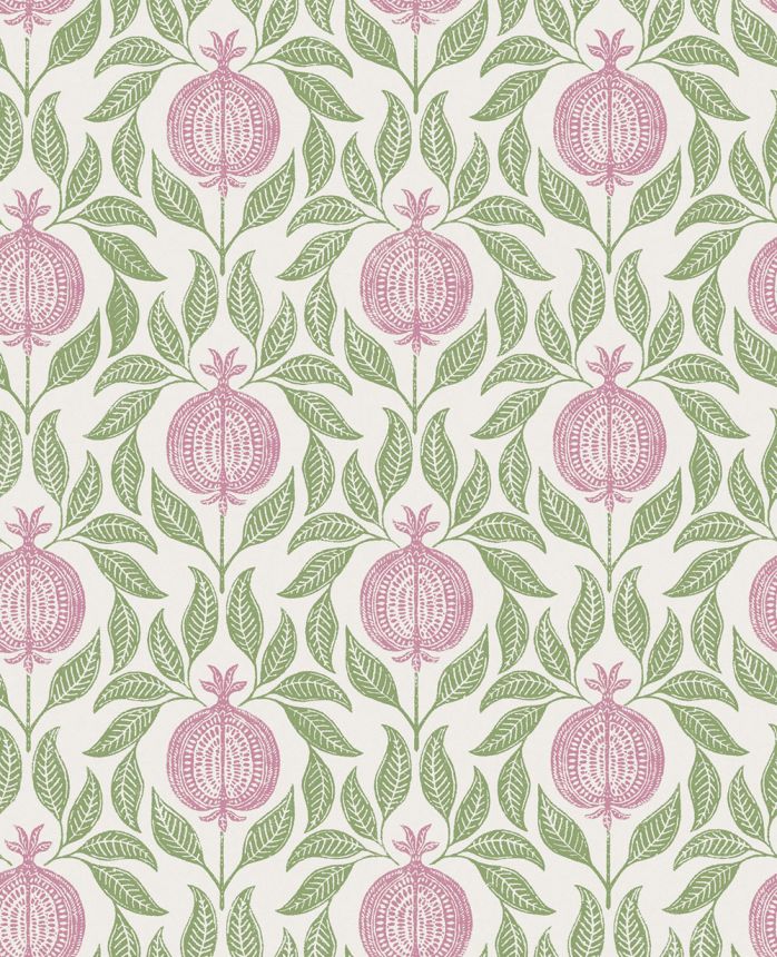 Wallpaper, green-pink, leaves, pomegranates, 130286, Concerto, Graham Brown Premium