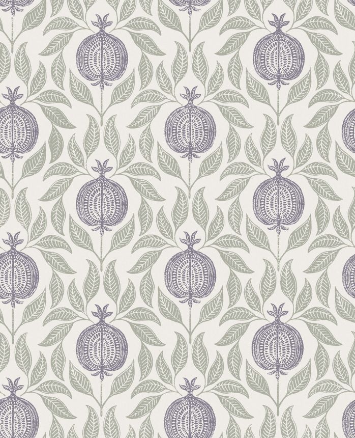 Wallpaper, green-purple, leaves, pomegranates, 130288, Concerto, Graham Brown Premium