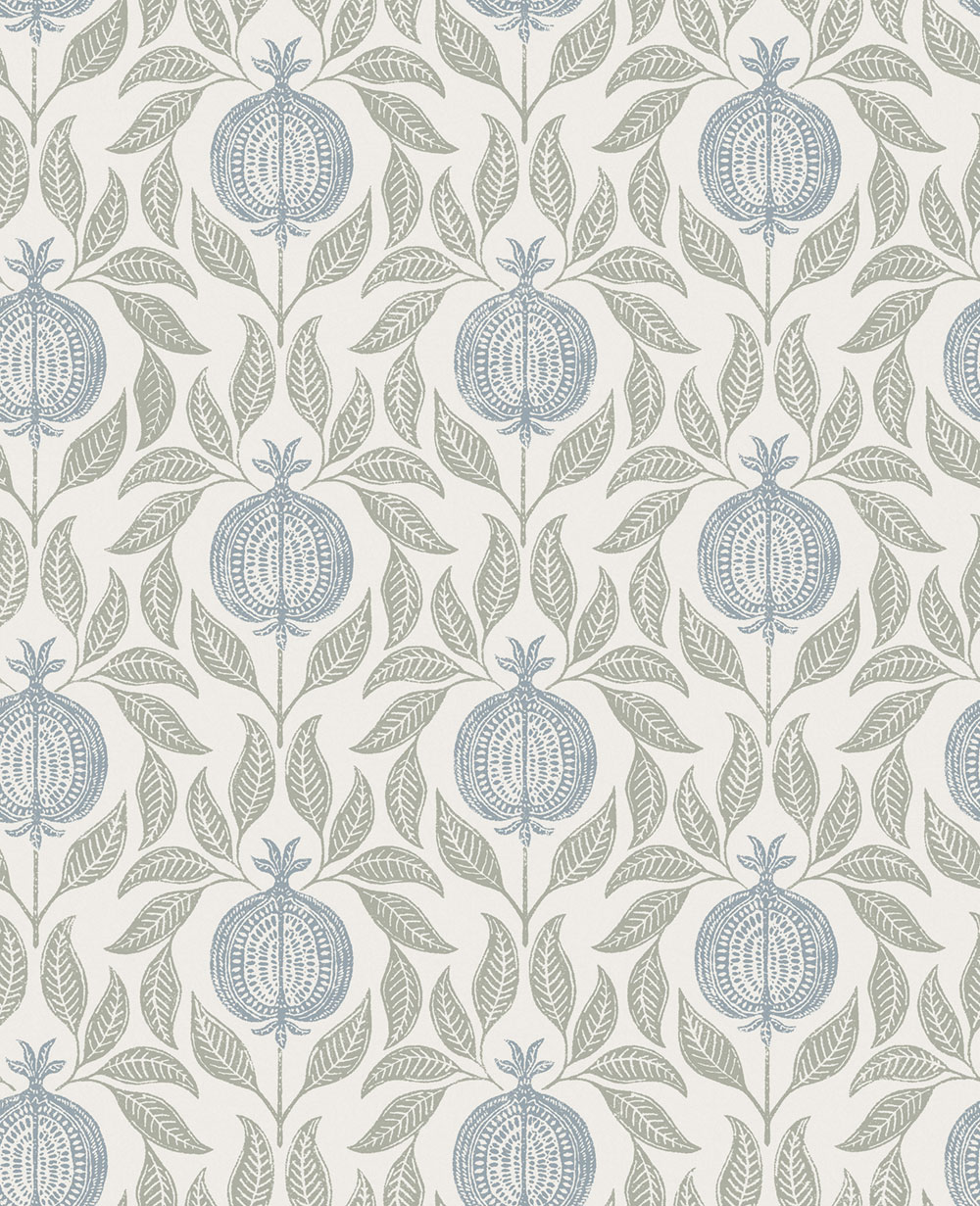 Wallpaper, green-blue, leaves, pomegranates, 130289, Concerto, Graham Brown Premium