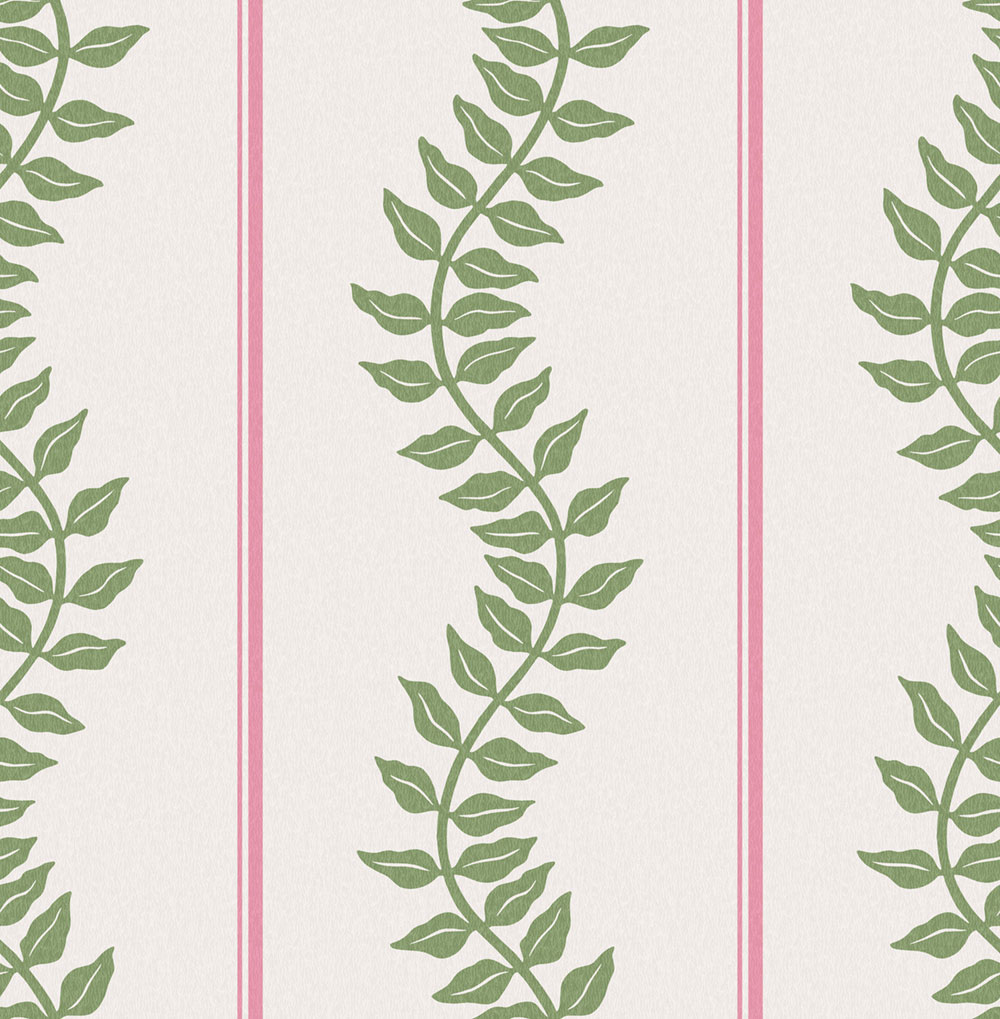 Wallpaper, pink-green, stripes, leaves, 130292, Concerto, Graham Brown Premium
