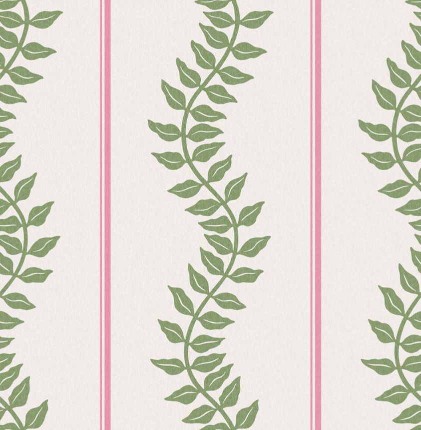 Wallpaper, pink-green, stripes, leaves, 130292, Concerto, Graham Brown Premium