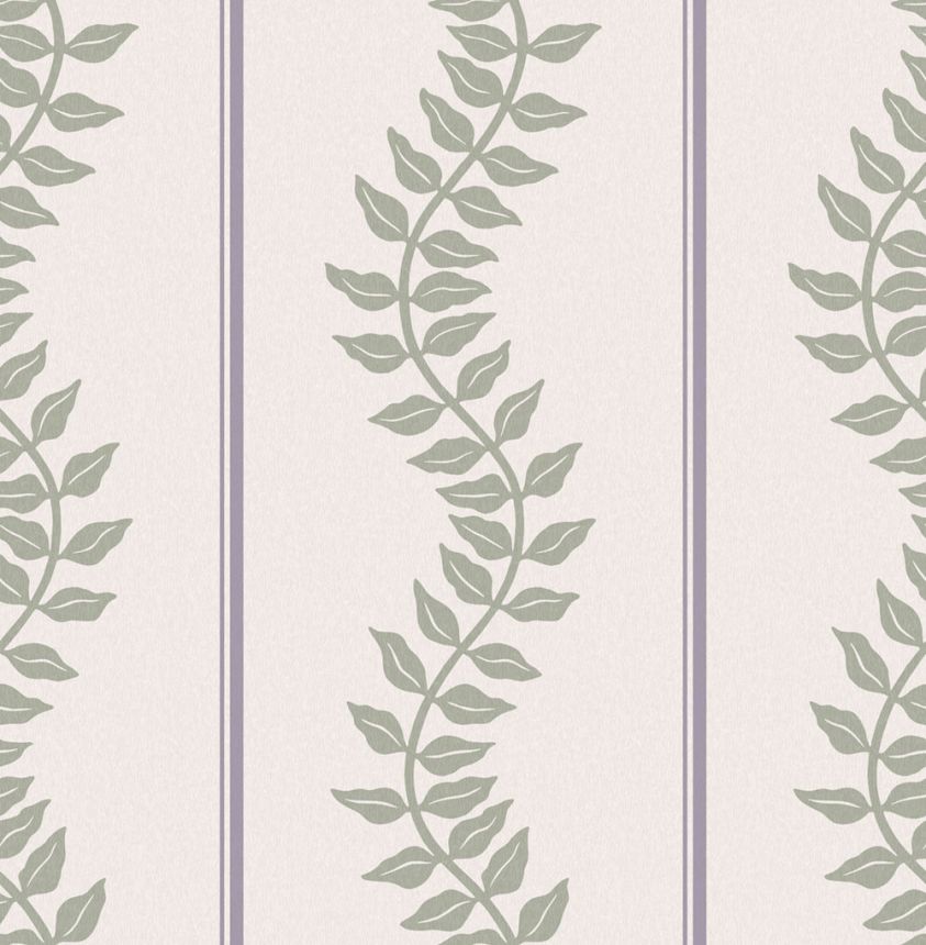Wallpaper, purple-green, stripes, leaves, 130293, Concerto, Graham Brown Premium
