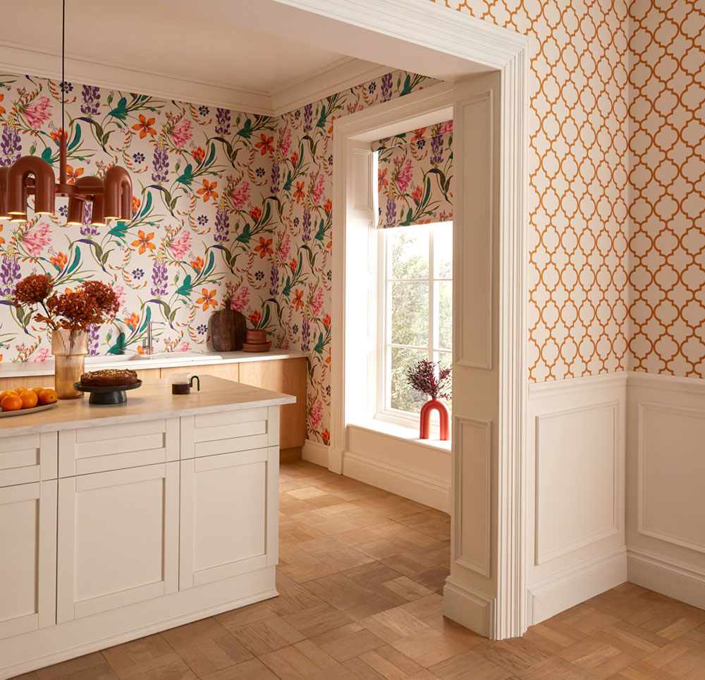 Wallpaper, purple-orange, flowers, 130295, Concerto, Graham Brown Premium