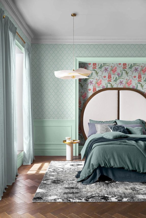 Wallpaper, turquoise, trellis, grid, 130300, Concerto, Graham Brown Premium