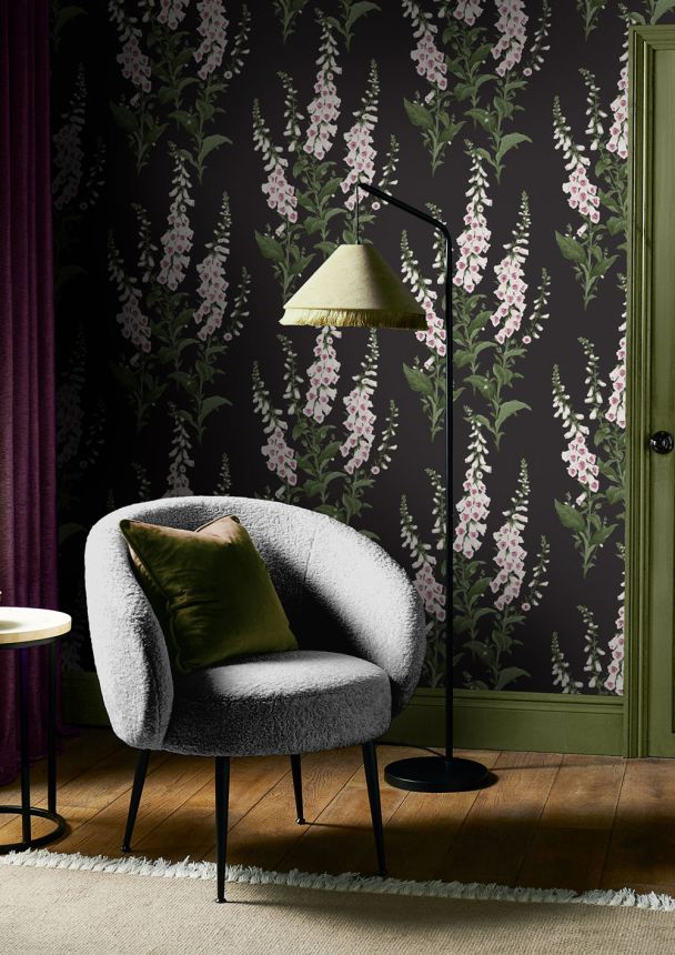 Wallpaper, black, flowers, 130305, Concerto, Graham Brown Premium
