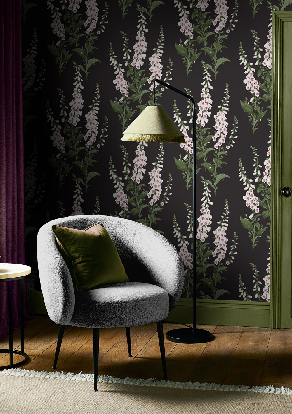 Wallpaper, black, flowers, 130305, Concerto, Graham Brown Premium