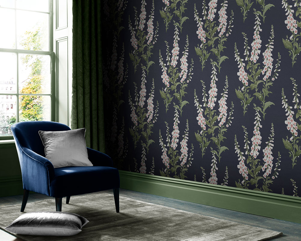 Wallpaper, blue, flowers, 130308, Concerto, Graham Brown Premium