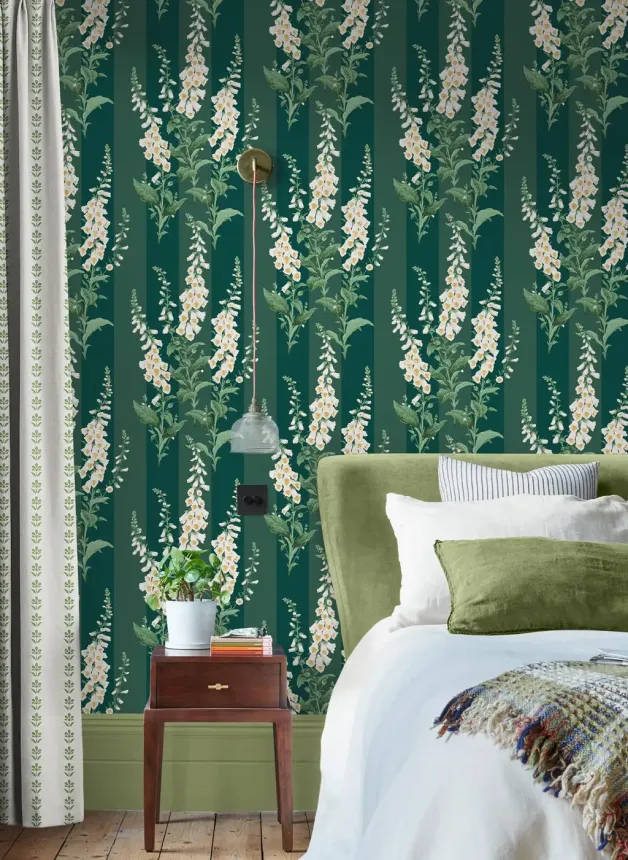 Wallpaper, green, flowers, stripes, 130311, Concerto, Graham Brown Premium