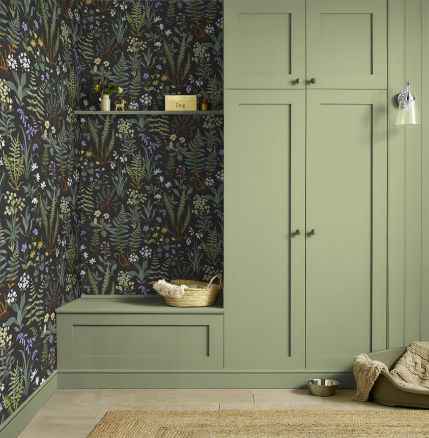 Wallpaper, black, flowers, ferns, 130312, Concerto, Graham Brown Premium