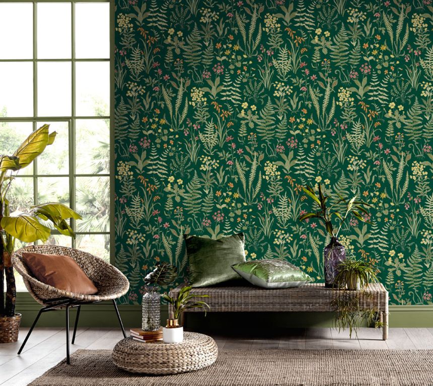 Wallpaper, green, flowers, ferns, 130313, Concerto, Graham Brown Premium