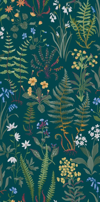 Wallpaper, green, flowers, ferns, 130314, Concerto, Graham Brown Premium