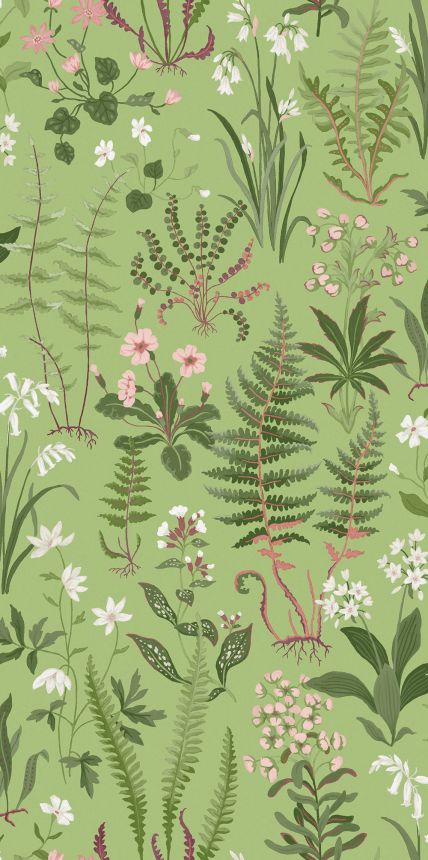 Wallpaper, green, flowers, ferns, 130316, Concerto, Graham Brown Premium