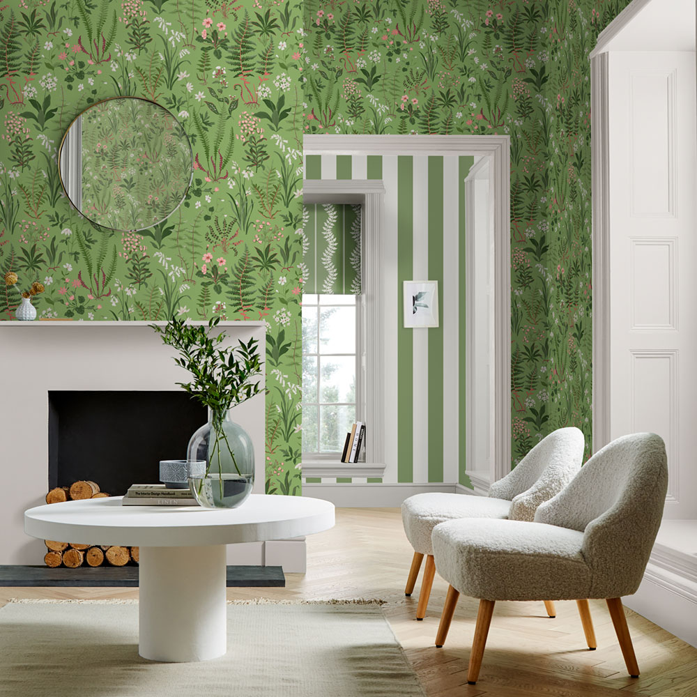 Wallpaper, green, flowers, ferns, 130316, Concerto, Graham Brown Premium