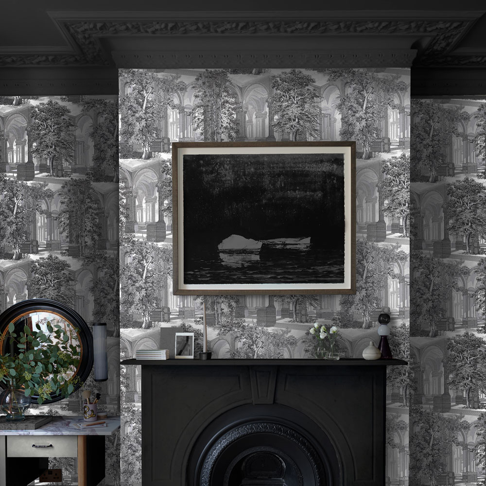 Wallpaper, grey-black, trees, colonnade, 129092, Arboretum, Graham Brown Premium