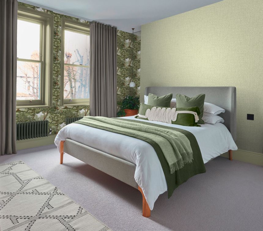 Wallpaper, green, fabric effect, 127905, Arboretum, Graham Brown Premium