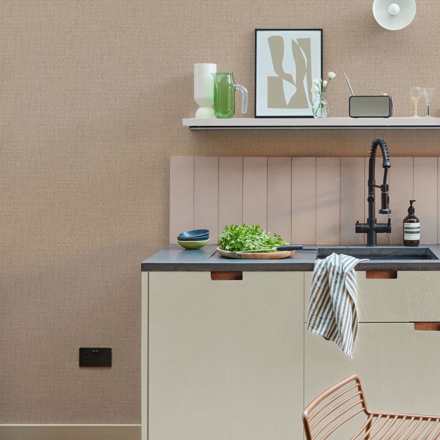 Wallpaper, grey-beige, fabric effect, 127904, Arboretum, Graham Brown Premium