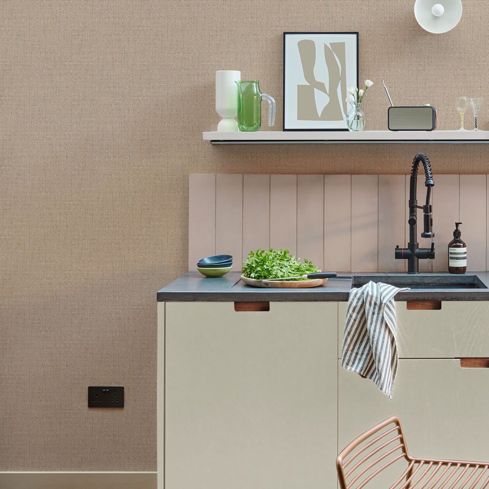 Wallpaper, grey-beige, fabric effect, 127904, Arboretum, Graham Brown Premium