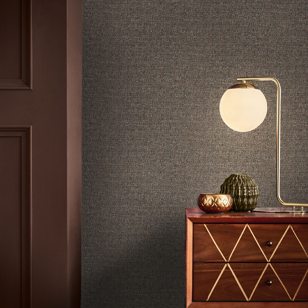 Wallpaper, brown, fabric effect, 127908, Arboretum, Graham Brown Premium