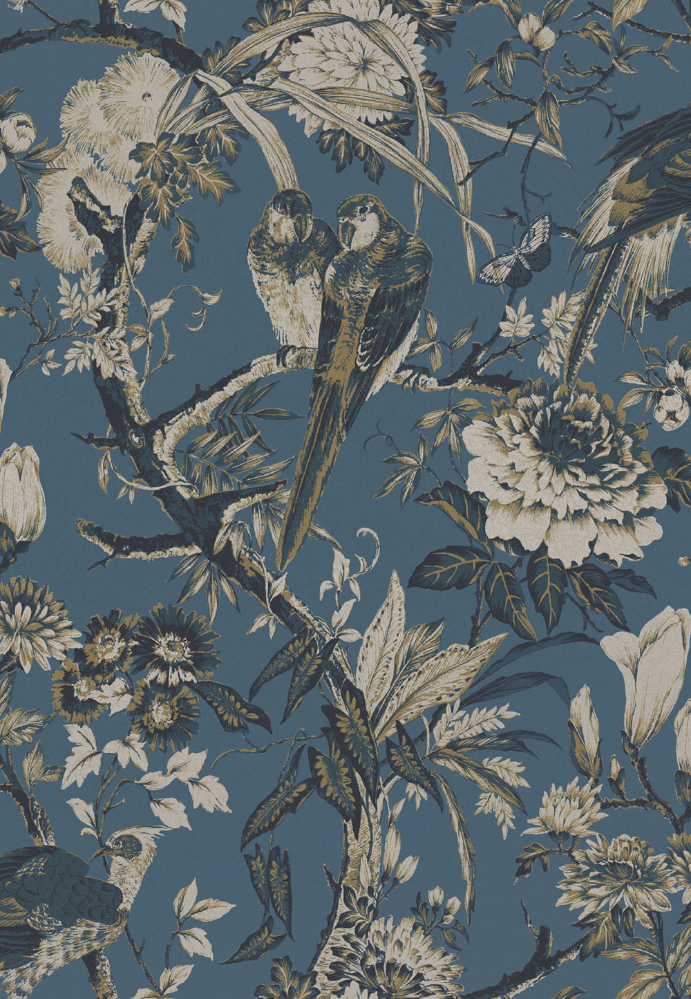 Wallpaper, blue, birds, flowers, branches, 127911, Arboretum, Graham Brown Premium